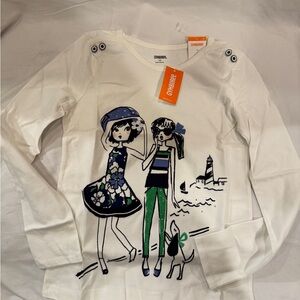 Gymboree White Long Sleeve Shirt with Graphic Design